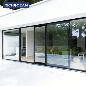 Portes coulissantes en verre à isolation thermique RICHOCEAN <span class=keywords><strong>pour</strong></span> l'extérieur, <span class=keywords><strong>porte</strong></span> <span class=keywords><strong>coulissante</strong></span> en aluminium résistante aux ouragans <span class=keywords><strong>pour</strong></span> la maison - Product Image 1