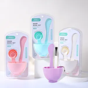 LMTLOP 6 In 1 Diy Spa kozmetik yüz maskeleme kase seti özel plastik yüz karıştırma maskesi kase seti fırça Spatula kaşık ile 9064