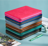 Fermeture éclair Padfolio A5 classeur affaires Faux cuir violet portefeuille logo personnalisé en relief PU porte-documents sac avec cahier
