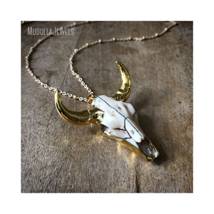 Collana <span class=keywords><strong>con</strong></span> <span class=keywords><strong>Ciondolo</strong></span> <span class=keywords><strong>Teschio</strong></span> da Cowboy Placcato Oro, Gioielli Western, Pendente Toro, <span class=keywords><strong>Teschio</strong></span> di Bovino, Collana Longhorn - Product Image 2