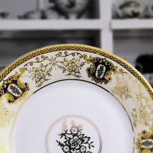 7 بوصة المنتجات الساخنة لوحات السيراميك العظام الصين الجديدة الذهبي زهرة لوحة - Product Image 5