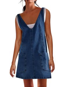 2025 <span class=keywords><strong>Vestido</strong></span> <span class=keywords><strong>vaquero</strong></span> sin mangas con cuello en V para <span class=keywords><strong>mujer</strong></span>, <span class=keywords><strong>Vestido</strong></span> <span class=keywords><strong>vaquero</strong></span> con tirantes ajustables, <span class=keywords><strong>Vestido</strong></span> <span class=keywords><strong>vaquero</strong></span> con bolsillos - Product Image 2