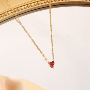 Collar de Acero Inoxidable Personalizado con Piedra de Nacimiento en Forma de Corazón, Chapado en Oro PVD, Antideslustre, con Cadenas de Cuentas Modernas, de Fabricante Chino - Product Image 4