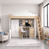 Meubles de dortoir pour étudiants, économiseurs d'espace, étagères modulaires, logement du personnel, lit mezzanine moderne en bois durable avec bureau