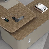 Escritorio Ejecutivo Modular de Madera Moderna y Lujosa Liyu, con Cerradura de Huella Digital, Lámpara de Ambiente, Personalizable, Muebles para Oficina en Casa