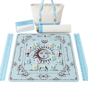 Jeu de Mahjong américain avec tuiles en acrylique, motif floral pastel, kit de jeu portable pour 4 joueurs, coffret cadeau pour fête - Product Image 3