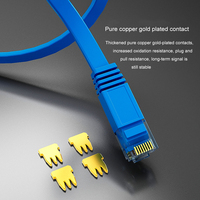 Kabel Ethernet UTP Flat LAN Oranye untuk Lift, CCTV, dan Jaringan, 0.5m-30m PVC RJ45 Cat5/Cat5e/Cat6