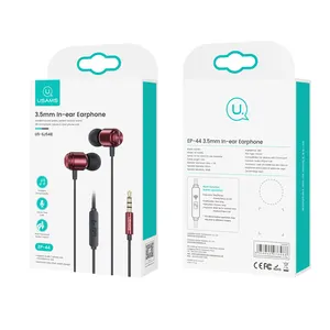 USAMS 1.2 M Earphones Wired 3.5mm with Mic In-ear Stereo headphone for mobile phones