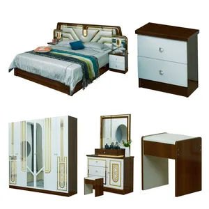 Moderno semplice in legno mobili camera da letto matrimoniale King Size armadio comodino 5 pezzi Set fabbrica diretta