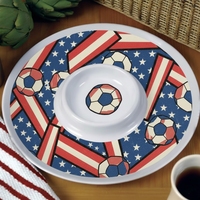 Plateaux à chips et trempettes personnalisés en gros de 13 pouces, en mélamine, avec un prix abordable, modernes pour les fêtes de match