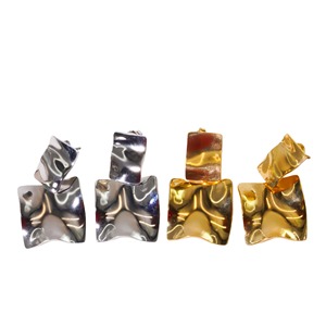 Bijoux anti-ternissement en gros, plaqué or 14 carats, acier inoxydable, boucles d'oreilles pendantes géométriques, boucles d'oreilles brillantes argentées pour les fêtes - Product Image 4