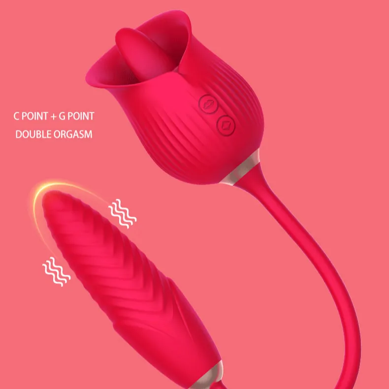 Vibratore telescopico a ventosa rosa con lingua silenziosa baciare vibratore di fagioli di miele dildo masturbazione femminile prodotto sessuale