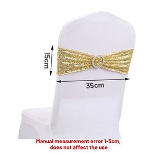 Lot de nœuds de chaise à sequins de luxe, couleurs or et argent, pour événements et mariages - Product Image 4
