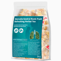 Teh Herbal Biji Sterculia & Buah Monk - Ramuan Alami untuk Mendukung Kesehatan Paru-Paru & Menenangkan Tenggorokan bagi Perokok, Dapat Disajikan Panas atau Dingin