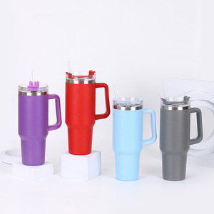 Bán buôn số lượng lớn 40oz đôi tường 304 thép không gỉ chân không Tumbler thiết kế mới lạ với xử lý và rơm - Product Image 5