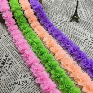 ZSY 3D Chiffon Mesh Flowers DIY 5cm Width lace trim lace ribbon decoration clothes accessories