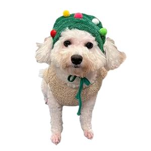 Weihnachten Neujahr Cotton Print Hund Teddy Kätzchen Nette Winterkleid ung Hut Lätzchen Schal - Product Image 5