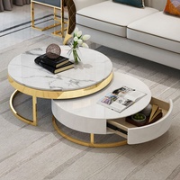 Table basse télescopique en marbre pour la maison avec tiroir, petite table, table basse de salon, combinaison de meuble TV