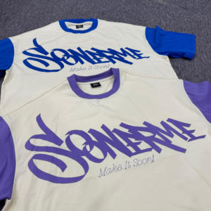 Camiseta Raglán <span class=keywords><strong>de</strong></span> Diseño <span class=keywords><strong>de</strong></span> Alta Calidad con Estampado Gráfico en Color Patchwork, Camiseta <span class=keywords><strong>de</strong></span> Algodón con Impresión Digital - Product Image 2