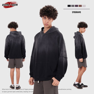 Sudadera con Capucha Oversize para Hombre, Estilo Vintage, Degradado, Efecto de Dos Piezas, 100% Algodón, 370 g/m², para Invierno - Product Image 1