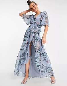 sachin and babi light blue dress Powder Blue Linen Blend Fit & Flare Dress main image 1