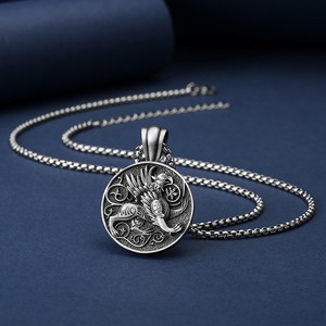 Men's Hip Hop Fashion Pendant Necklace <strong>Western</strong> Myth <strong>Jewelry</strong> Making <strong>Supplies</strong> with Engraved Design - Product Image 3