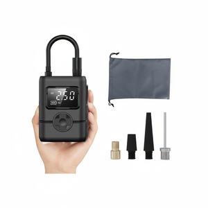 <b>Portable</b> Digital <b>Tire</b> <b>Inflator</b> 12V Single Cylinder Black Plastic With Pressure Gauge <b>For</b> Compact <b>Car</b> Motorcycle - Product Image 1