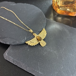 Acciaio inossidabile placcato oro 18K aquile <span class=keywords><strong>pietre</strong></span> naturali medie donne uomini collane di forte qualità - Product Image 2