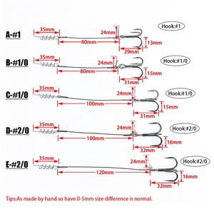 Stinger mit Korkenzieher <span class=keywords><strong>1</strong></span> #   <span class=keywords><strong>1</strong></span>/0 #   2/0 #   4x Dreifachhaken mit Feder-<span class=keywords><strong>Rig</strong></span> für Hechtangeln - Product Image 1