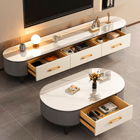 2025 maison Table basse meuble TV ensemble lumière luxe haut de gamme ardoise Simple Design moderne pour petit salon meubles pour la maison
