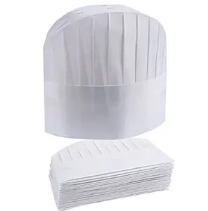 흰색 일회용 부직포 요리사 모자 요리 베이커리 작업 종이 요리사 모자 주방