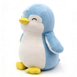 Peluche de Pingüino Sonriente Azul Claro y Blanco Personalizado, Pingüino Arctico de Peluche Regordete y de Pie con Ojos Felices Cerrados - Product Image 3