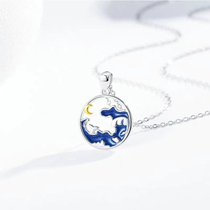 Collana di moda all'ingrosso collana di coppia di oceano di montagna collana di montagna e mare con ciondolo a cerchio abbinato a <span class=keywords><strong>luna</strong></span> di sole - Product Image 4