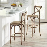 Tabouret de bar en bois pour café, restaurant, cuisine, avec coussin blanc et accoudoirs