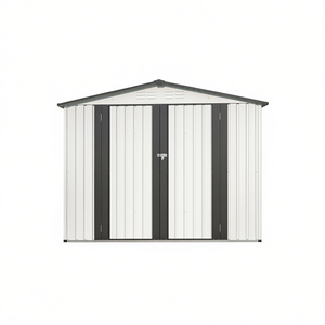 Abri de jardin en métal blanc 8 x 6 pieds, résistant aux intempéries, avec 2 portes verrouillables pour le rangement des outils dans le jardin ou la cour. - Product Image 1