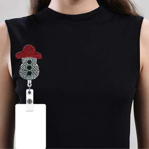 クリスマスブリンブリンラインストーンカスタム印刷環境に優しいフェルトIDバッジホルダーリール学生教師用 - Product Image 3