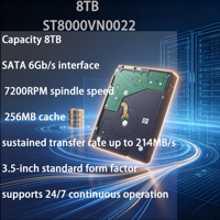 Disque dur interne ST8000VN0022 8 To 3,5 pouces 7200 tr/min 256 Mo de cache SATA 6 Gbit/s pour serveur et stockage réseau, neuf ou d'occasion