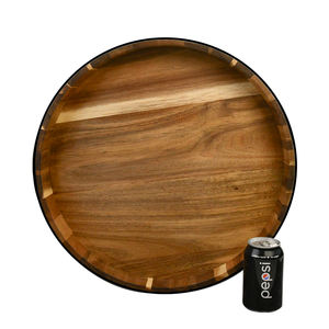 Bandeja de servicio decorativa de almacenamiento de alimentos redonda de madera para desayuno con fondo de ratán hecho a mano para encimera de cocina centro de mesa hogar - Product Image 1