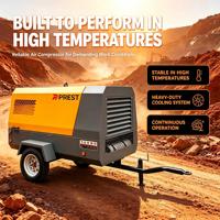 Compresseur d'air diesel à vis lubrifié portable 185 CFM avec refroidisseur surdimensionné/specialisé pour sites à haute température