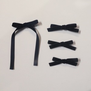 Nuevo Juego de 4 Pinzas para el Cabello con Lazo, Pinzas para el Cabello de Terciopelo para Niñas, Color Sólido, Accesorios para el Cabello de Princesa - Product Image 3