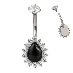 Vente en gros de bijoux de corps de haute qualité, anneau de nombril en titane ASTM F-136, serti de zircon taille Asscher - Product Image 3