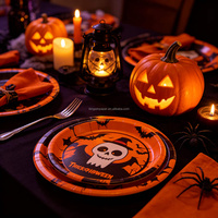 Assiettes en papier d'Halloween en gros, vaisselle jetable pour fêtes effrayantes