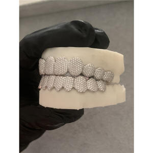Iced Out Moissaniteダイヤモンドカスタム歯グリルズアップ8ダウン8歯グリルツシルバーアップ缶ダイヤモンドテスト男性ハイフォップジュエリー - Product Image 2