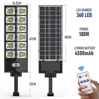 Batterie au lithium à économie d'énergie 120W 180W 240W 300W 360W LED Panneau solaire de sécurité étanche pour l'extérieur Réverbère