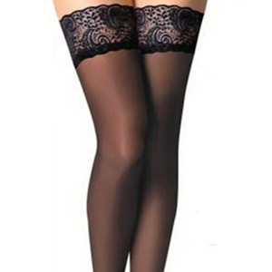 Medias sexys de encaje ancho hasta el muslo, conjunto seductor de medias negras para mujer 6013 - Product Image 2