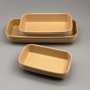 Barquette alimentaire jetable en papier biodégradable, longue et empilable, pour les en-cas cuits au four, les fruits et les salades - Product Image 5
