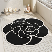 Tapis de bain de luxe doux et absorbant, antidérapant, motif floral, tapis de sol créatif à fleurs irrégulières pour salle de bain, chambre à coucher, décoration intérieure