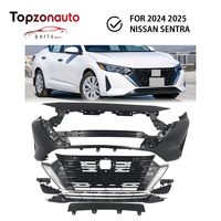 Topzonauto für 2024 2025 Nissan Sentra Frontstoßstangen-Abdeckungsset mit Kühlergrill & Nebelscheinwerfer 620226LY0J, 620726LY0H