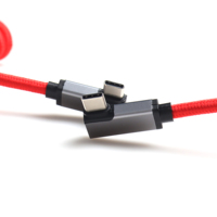 Câble de données et de charge USB-C mâle-mâle coudé de 0,12 m, compatible 4K 60Hz 3D, charge rapide 10 Gbit/s, en nylon bleu PVC, pour appareil photo