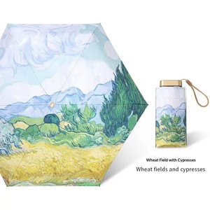 Sombrilla Manual <span class=keywords><strong>para</strong></span> Mujer con Diseño de Pintura al Óleo, Mango de Silicona, 6 Varillas, <span class=keywords><strong>para</strong></span> <span class=keywords><strong>Terraza</strong></span>, Uso en Días Soleados y Lluviosos, Protección UV - Product Image 6